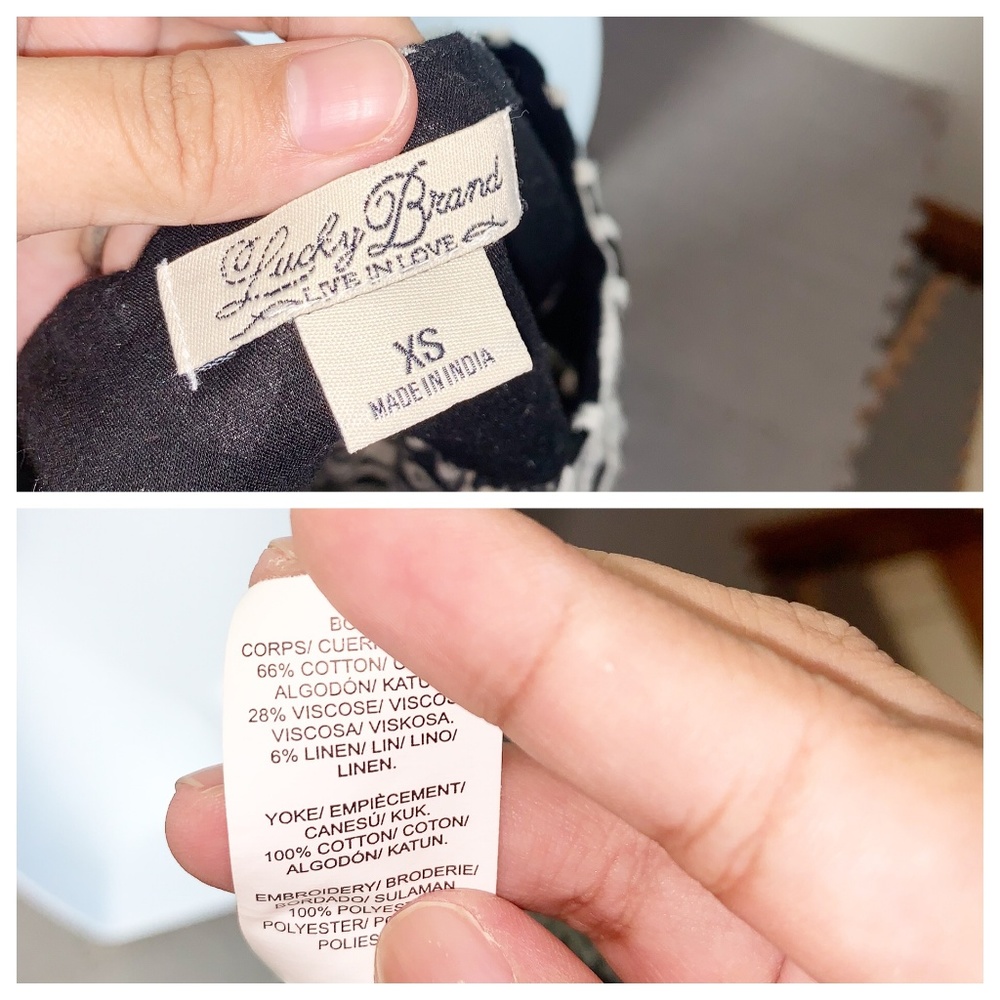 4 for $10 LUCKY BRAND 3/4 sleeve chevron women Top - Picture 4 of 4